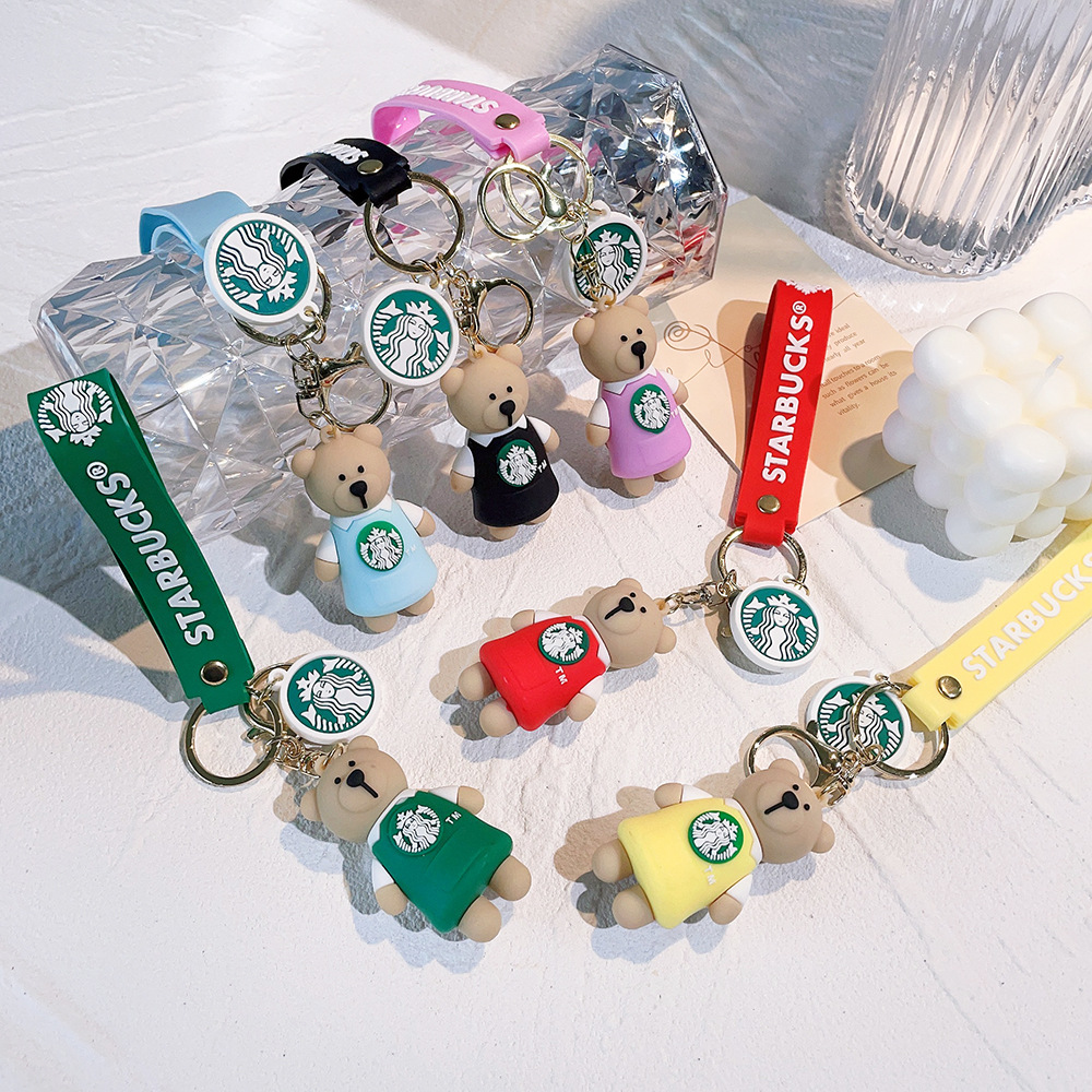 Dekompresyon oyuncak enfes ayı barista bebek anahtarlık süt çay bardağı anahtar asılı takı süsleri küçük hediyeler