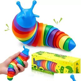 Decompressiespeelgoed Fidget Slug Articated Flexible 3D Slugs Toys Alle leeftijden Relief Angst Zintuiglijk Kerstcadeaus Sxaug11 Drop Deli Dhx9H