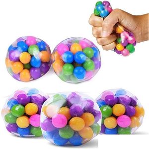 Decompressiespeelgoed Fidget Squeeze Stress Balls For Kids Fansteck Relief Ball Rainbow Squishy Sensory Ideal Autism angst Drop levering DHAU7