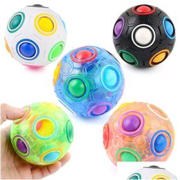 Jouet de décompression Fidget Toy Adt Rainbow Ball Décompression Rotation Spinner Puzzle Rond Twee Trou Couleur Mixte Magie Pour Enfants Chr Dhpa2