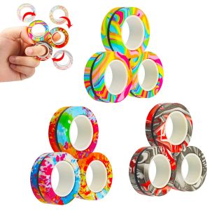 Decompressie speelgoed vinger magnetische ring fidget speelgoed colorf ringen geweldig voor training verlicht reductor autisme angst drop leveren mxhome amzxy