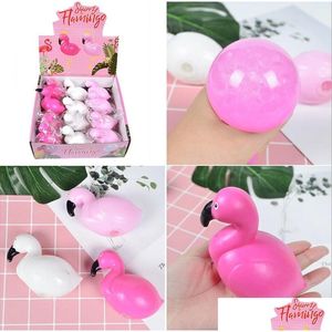 Jouet de décompression Flamingo Anti Grape Ball Funny Gadget Vent Jouets Stres Autisme Soulagement de l'humeur Main Poignet Squeeze Kid 3 Couleurs Drop Delive Dhskx