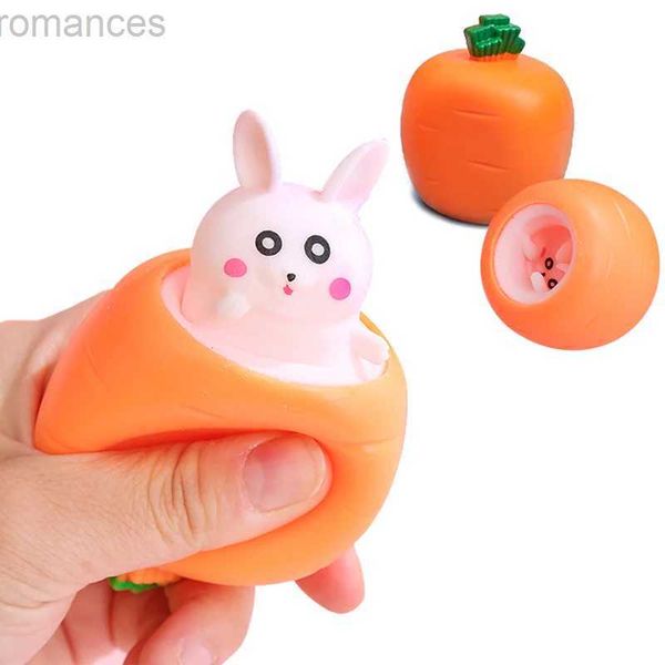 Décompression jouet drôle carotte rabbit tasse compresser les jouets de stress éluant le lapin Pinche de stress amusant évent de tasse d'écureuil tasse farce jouet fidget toys cadeaux d240424