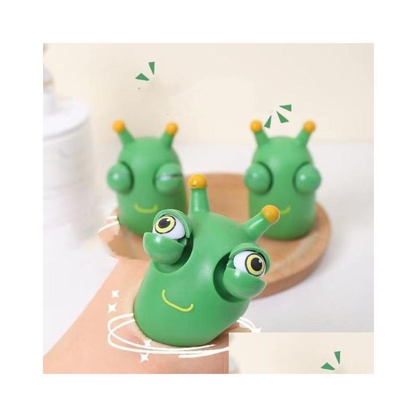 Juguete de descompresión Funny Grass Worm Pinch Novedad Eye Pop Squeeze Green Bouncing 3D Fidget Relieve Ansiedad Relief Drop Delivery Toys Dhesg