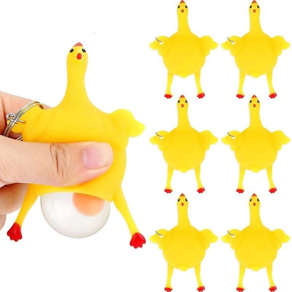 Juguete de descompresión Juguetes blandos divertidos Vent Chicken Laying Egg Squeezable Poppit Stress Relieve Chird Gifts Llavero antiestrés Puntas de los dedos para el juego 221129