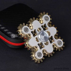 Decompressie Toy Gear Linkage Metal Fidget Spinner Copper EDC Hand Spinner Anti Stress Fingertip Gyro Toys For Childrens Puzzle Creative Game
