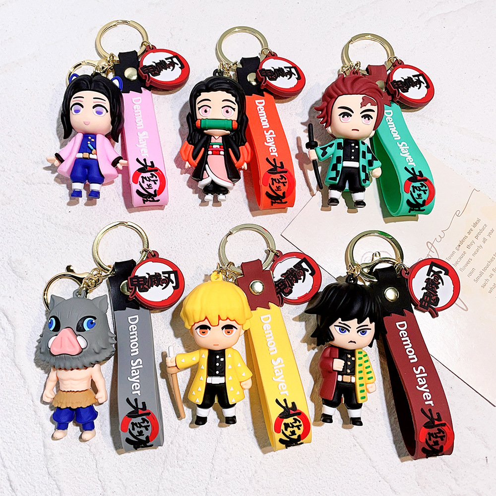 Decompression Toy Ghosts destroy the blade keychain the car keychain cartoon animation dolls book bag pendant handpiece peripheral gifts