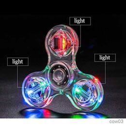 Décompression Toy Glow dans l'adulte noir Anti stress LED Tri-Spinner Luminous Spinners Gyroscope cinétique pour les enfants