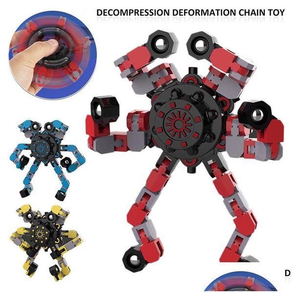 Jouet de décompression Fidget Spinners Jouets Déformé Main Doigt Chaîne Supérieure Gyroscope Mécanique Soulagement Du Stress Pour Enfants Adultes Dhila