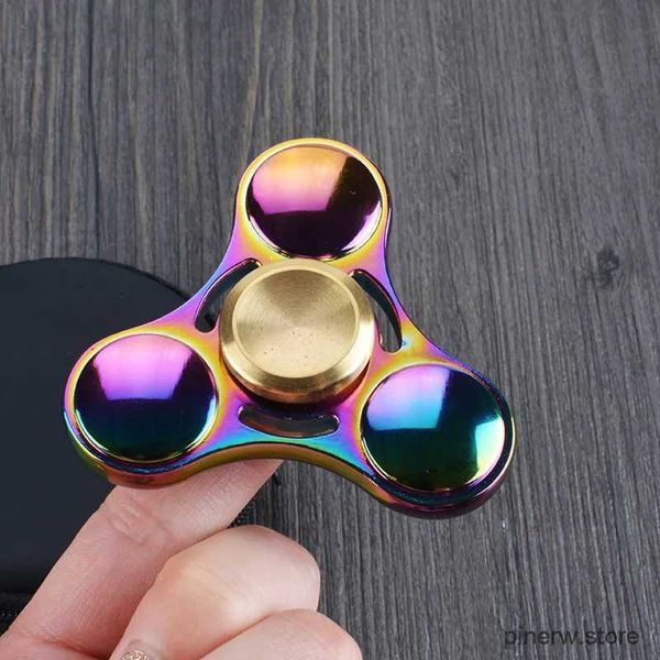 Décompression jouet chaud coloré arc-en-ciel fidget spinner en métal à la main environ 5 minutes pour l'autisme rotation anti-stress enfants enfants