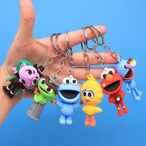 Juguete de descompresión Kawaii Sesame Street Llavero Muñeca de dibujos animados Suave Squishy Llaveros Mochila de coche Llavero Llavero lindo Hebilla Regalos para niños D18