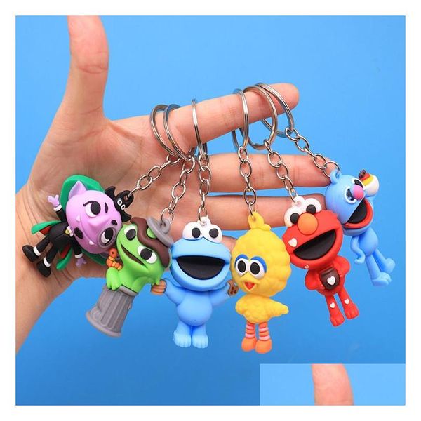 Juguete de descompresión Kawaii Sesame Street Llavero Muñeca de dibujos animados Suave Squishy Llaveros Mochila de coche Llavero Hebilla linda Regalos para niños Dhmrx