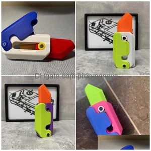 Porte-clés de décompression et jeux de nouveauté suspendus pour enfants 3D Carotte Fidget Toy Relief Push Card Petite goutte de Noël imprimée Deliv Dhdxr