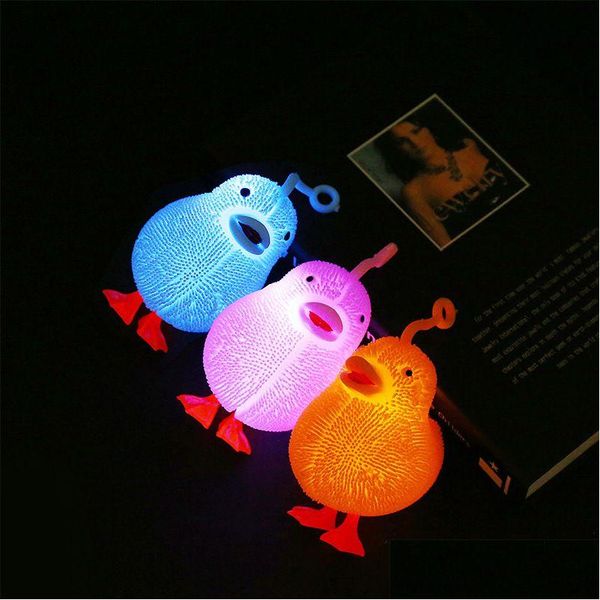 Descompresión juguete niños pisotidos juguetes de pelota de pollo brillantes LED LED UP FANTINGA MAS ELASticidad Diversión Día de los niños Apriete anti Dhbjg