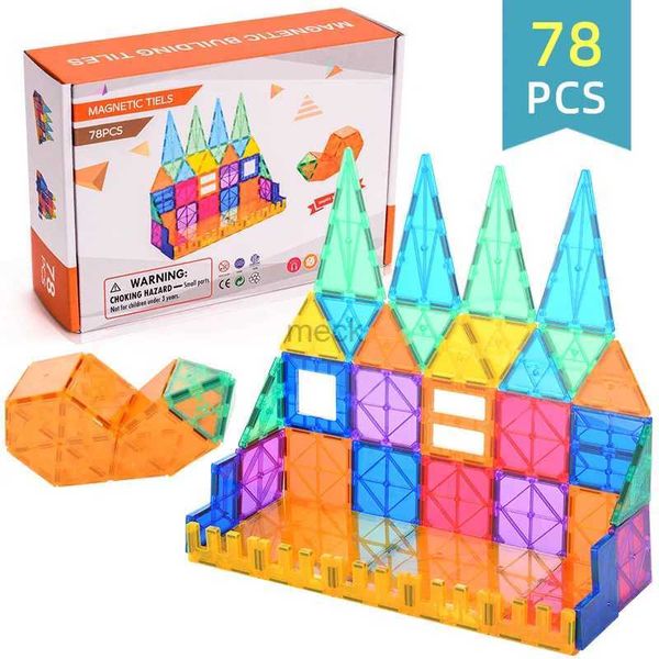 Decompresión Lfayer de juguete 7.5cm 48/78pcs bloques magnéticos de construcción de azulejos magnéticos bloques de construcción conjuntos juguetes educativos para niños regalo 240413