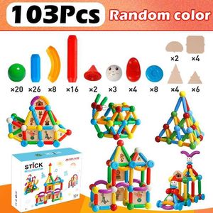 Descompresión juguete bloques de construcción magnética Montessori Juego educativo imanes de juguete Sticks Construcción Varilla magnética y pelotas Toy para niños 240413