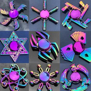 Decompressie speelgoedmetaal fidget spinner fidget speelgoed voor volwassen kinderen kleurrijke EDC handspinner verlicht stress grappige vinger spinners a t240422