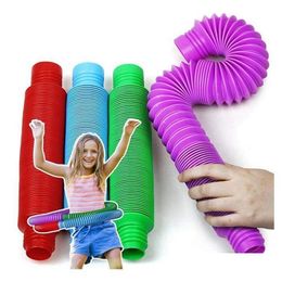 Juguete de descompresión Mini Pop Tube Sensory Fidget Colorf Circle Desarrollo divertido Educativo Plegable Niños Regalo de Navidad 17Mm Drop Del Dhint