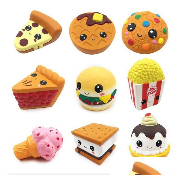 Juguete de descompresión Pizza Waffle Squishy Amasamiento Descompresión Pan Squeeze Toy Drop Entrega Juguetes Regalos Novedad Gag Toys Dhxea