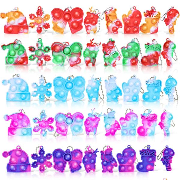 Décompression Toy Pop Toys Fidget Porte-clés Presse Bulles Noël Gel De Silice Clé Pendentif Drop Livraison Cadeaux Nouveauté Gag Dhpud