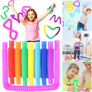 Jouet de décompression Pop Tube Sensory Fidget Anti-Stress Soulager les soufflets extensibles Enfants Multicolor Squeeze Tuyau pliant Autisme TDAH Anxiété 221129