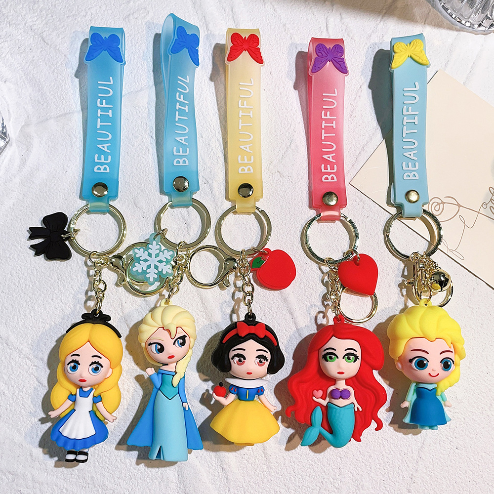 Dekompressionsleksak Prinsessan Keychain Action Figure Model PVC Cartoon Bag Doll Pendant Toys Gift