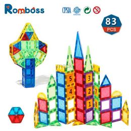 Jouet de décompression romboss 83pcs bricolage blocs magnétiques carreaux colorés interaction parent-enfant meilleur jeu montessori jouets éducatifs cadeaux de Noël 240413