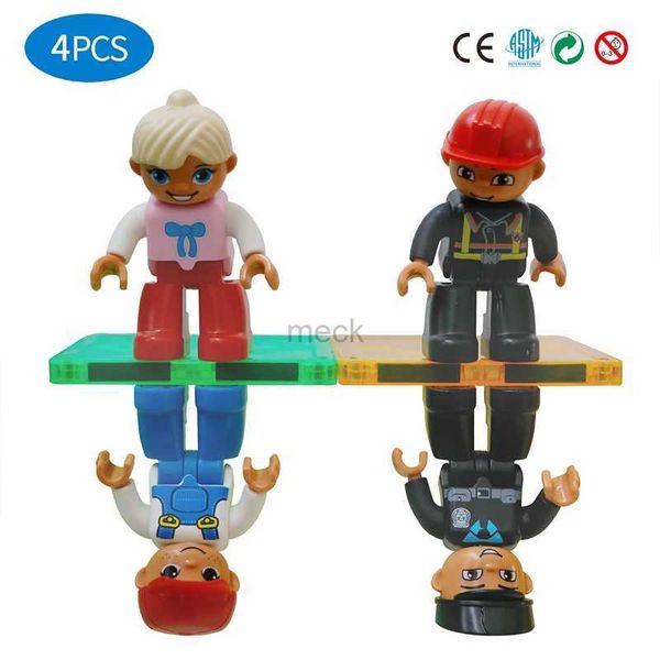 Décompression Toy Romboss Magnetic Community Figures 4pcs Toy People Magretic Tiles Accessoires pour les travaux de policiation.