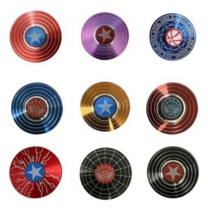 Decompressie speelgoed Round Shield Aluminium Fidget Spinner Superhero Snelle lagere vinger Hand Spinner Adult Stress Relief Toy Anti Stress Fidget Toys T240422