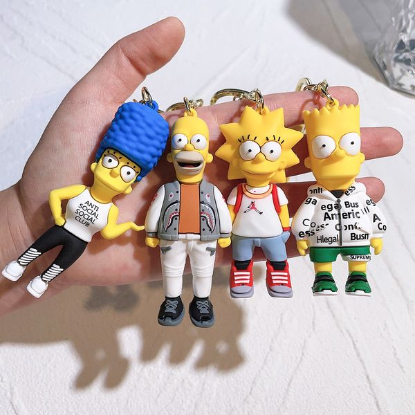 Porte-clés Simpson en PVC, jouet de décompression, modèle de figurine d'action, sac de dessin animé, poupée pendentif, jouets cadeau