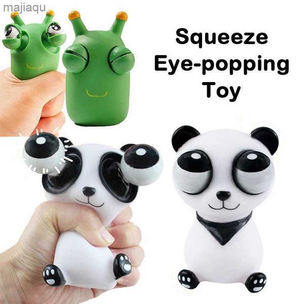 Juguete de descompresión Squeeze Eye-popping Panda Alivio del estrés Fidget Juguete de descompresión Mirando fijamente Creativo Divertido Dibujos animados Insectos verdes Juguetes para niños L2404