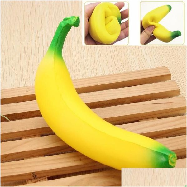 Jouet de décompression Squishy Banana 18Cm Jaune Super Squeeze Slow Rising Kawaii Squishies Simation Fruit Pain Enfant Jouet Décompression Dro Dhjp6