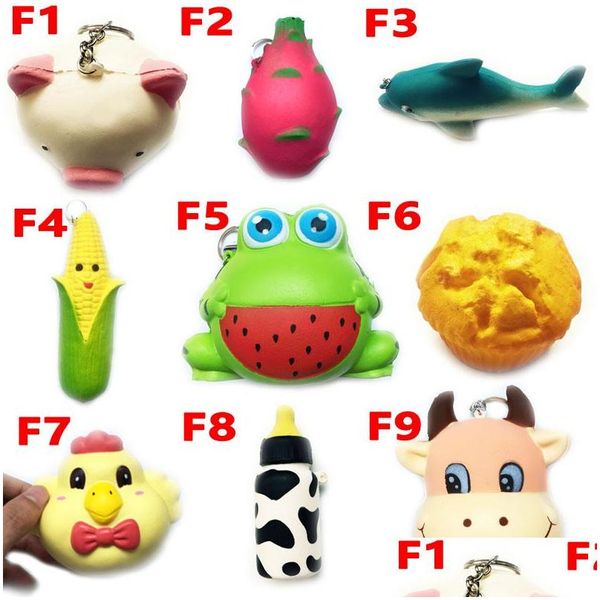 Juguete de descompresión Squishy Frog Cake Animal Chicken Dolphin Corn Squishies Slow Rising 10Cm 11Cm 12Cm 15Cm Soft Squeeze Cute Gift Str Dhlht