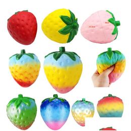 Decompressie speelgoed squishy speelgoed op maat kawaii fruitvorm voor pu spons stress reliëf aardbei langzaam stijgende baldruppel levering gif dhoyr