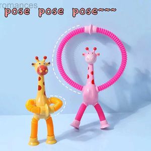 Décompression Toy Stress Relief Télescopic Girafe Toy Pop Pop Tubes Enfants Sucs Tasse Girafe Toys Sensory Bellows