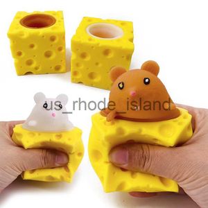 Decompressie speelgoed stressverlichtende huisdier kaas muis kaas pinch leuke stress ball vent squirrel cup prank speelgoed fidget speelgoed x0823