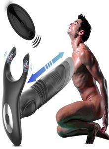 Decompressie speelgoed Telescopische vibrerende anale vibrators voor mannen vertragen ejaculatie draadloze externe buttplug prostaat massager DILD734344444