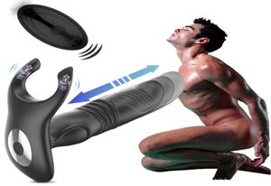Decompressie speelgoed Telescopische vibrerende anale vibrators voor mannen vertragen ejaculatie draadloze afstandsbediening buttplug prostaat massager DILD3883726
