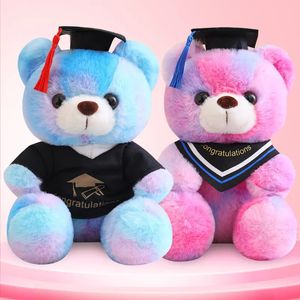 Juguete de descompresión Tie Dyed Graduación Oso de peluche Diseño de imagen de peluche Regalo sorpresa de cumpleaños para niños pequeños Juguetes seleccionados para niña 231007