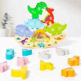 Decompressie speelgoed houten magnetische dinosaurus digitale sensorische play balans stapelen matching games driedimensionale vouwpuzzelverlichting speelgoed 240413