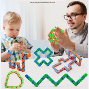 Juguetes de descompresión 24 nudos Wacky Tracks Snap And Click Fidget Antistress Chain Toy para niños Kids Bike Chain Stress Relief Adult Sensory Gifts D49