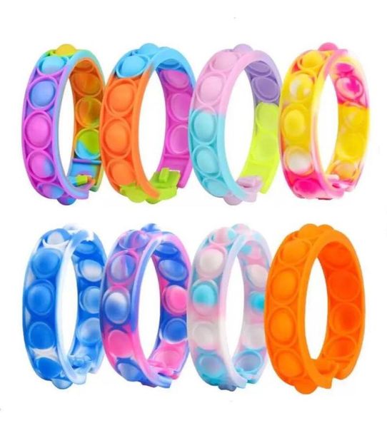 Toys de décompression Bracelet Press Bubble Push It Posensitive Color Change Puzzle Sensory for Kids fidget Vent Toy FY27928523209