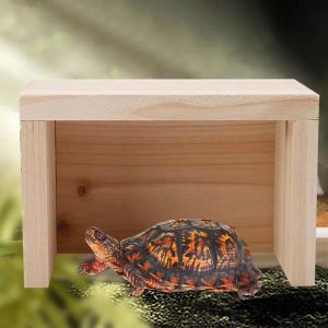 Décor 17.5*11.5*10cm grotte en bois pour reptiles, tortues, boîte d'escalade, décoration d'aménagement paysager, maison de Reptiles transparente