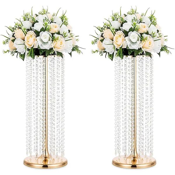 décor) 60cm / 100cmWholesale Métal Diamant Cristal Centre De Mariage Vase Vente Chaude En Fer Forgé Galvanoplastie Mariage Fleur stand imake853