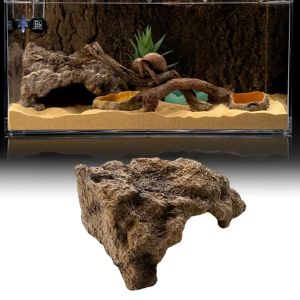 Décor Artificiel Reptile Cacher Grotte Décoration Abri Cacher Reste Grotte pour Aquarium Lézard Serpent Tortue Cacher Reste Grotte Reptiles Maison