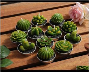 Décor Jardin Drop Livraison 2021 12Pcs Cactus Mignon Mini Ensemble Plantes Succulentes Artificielles Bougies Décoration De La Maison Bougie Thé Lumière Xm1396412