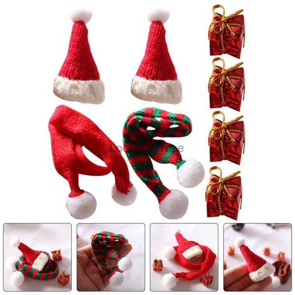 Décor Accueil Mini Santa Hat Écharpe de Noël Modèle Bonnets tricotés Chapeaux à tricoter Manuel Photo Prop Peluche Enfant HKD230823