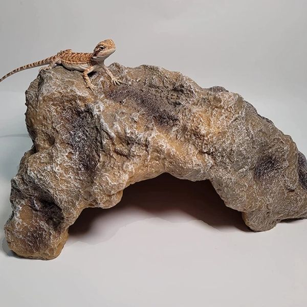 Decoración K5DC REPTILE ROCK HEDORAT Decoración del hábitat de resina no tóxica Cueva realista para mascotas de bolsillo Pequeñas arañas Iguanas