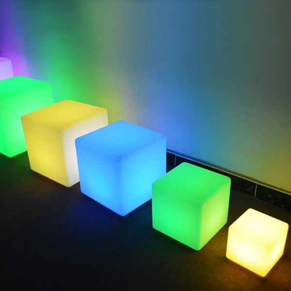 décor LED tabourets de bar cube lumineux créatif extérieur tabouret étanche mini cube lumière allée de mariage allée support de fleurs scène de mariage toile de fond imake 813