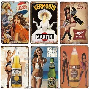 Decor Pin Up Girl Metal Vintage Beer Tin Sign Poster Metal Sexy Girl Sign Plaque Wall Decor for Bar Pub Club Man Cave Décoration Home Wall Decor Taille 30X20 w01